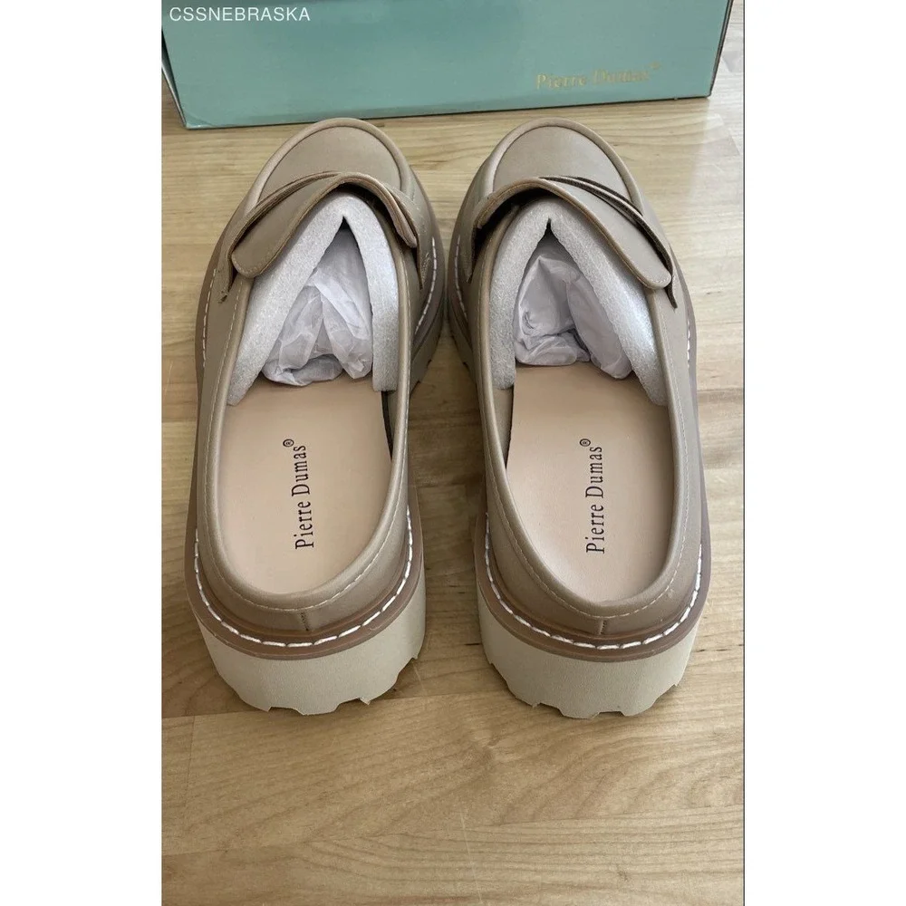 Pierre Dumas Mora-6 Taupe Platform Penny Loafer Mules Women's Size 9 NEW - Picture 4 of 7